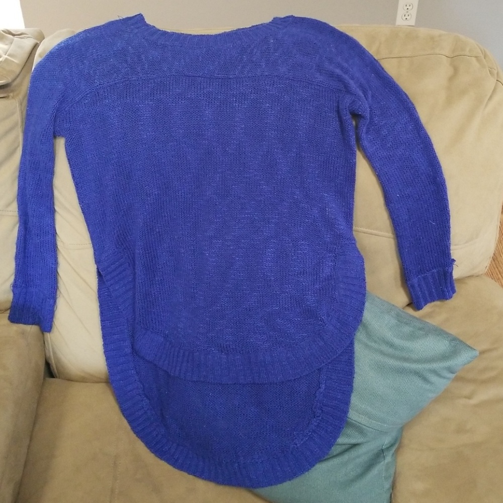 LF KIWITUCKER HI-LOW Blue Knit Sweater